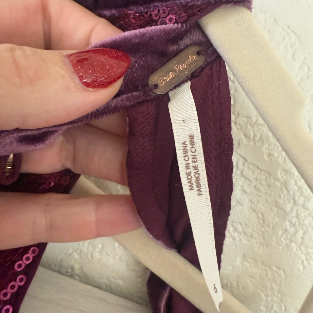 Free People Maroon Purple Sequin Mini Dress - Picture 3 of 5